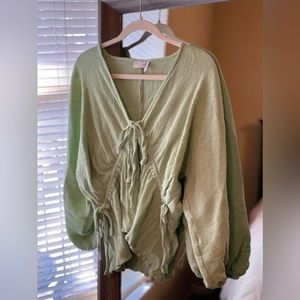 ASOS natural crinkle with side ties in the color sage.